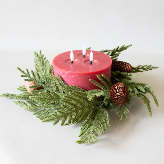 Red Textured Triple Wick Flameless Candle