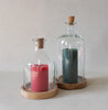 Glass Bottle Cloche with Cork and Wood Base