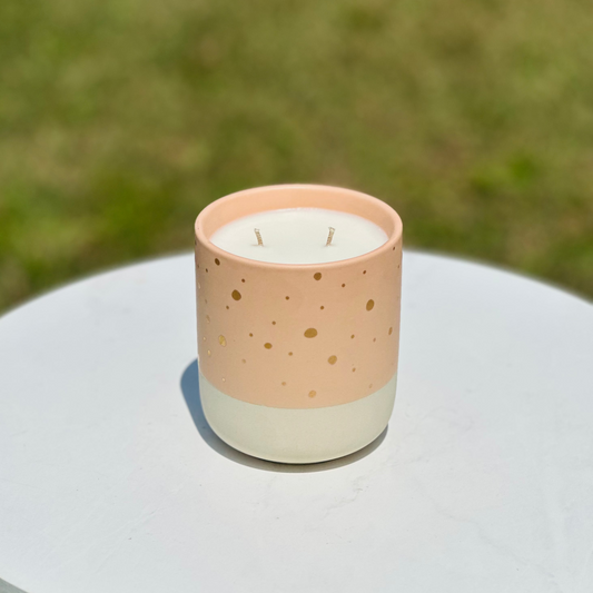 Gold Polka Dot Soy Candle | Juicy Pear
