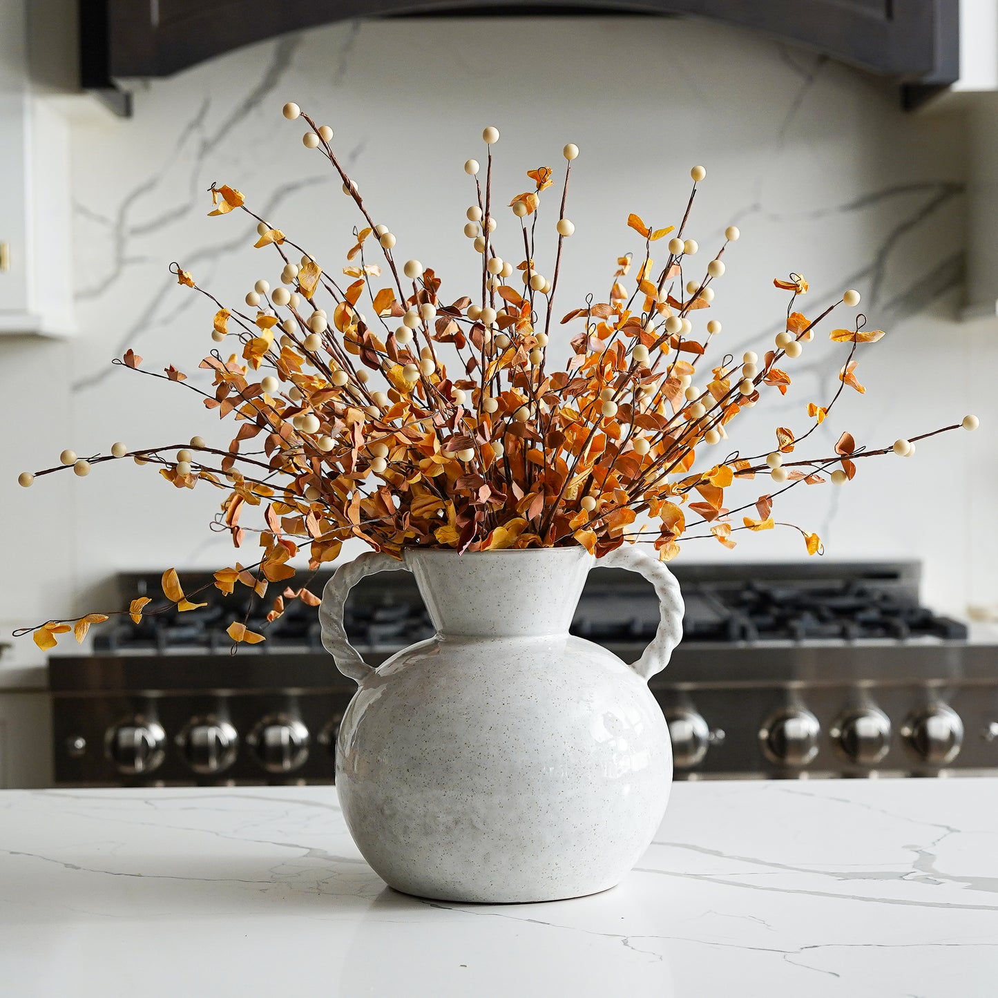 Twisted Handle Stoneware Vase