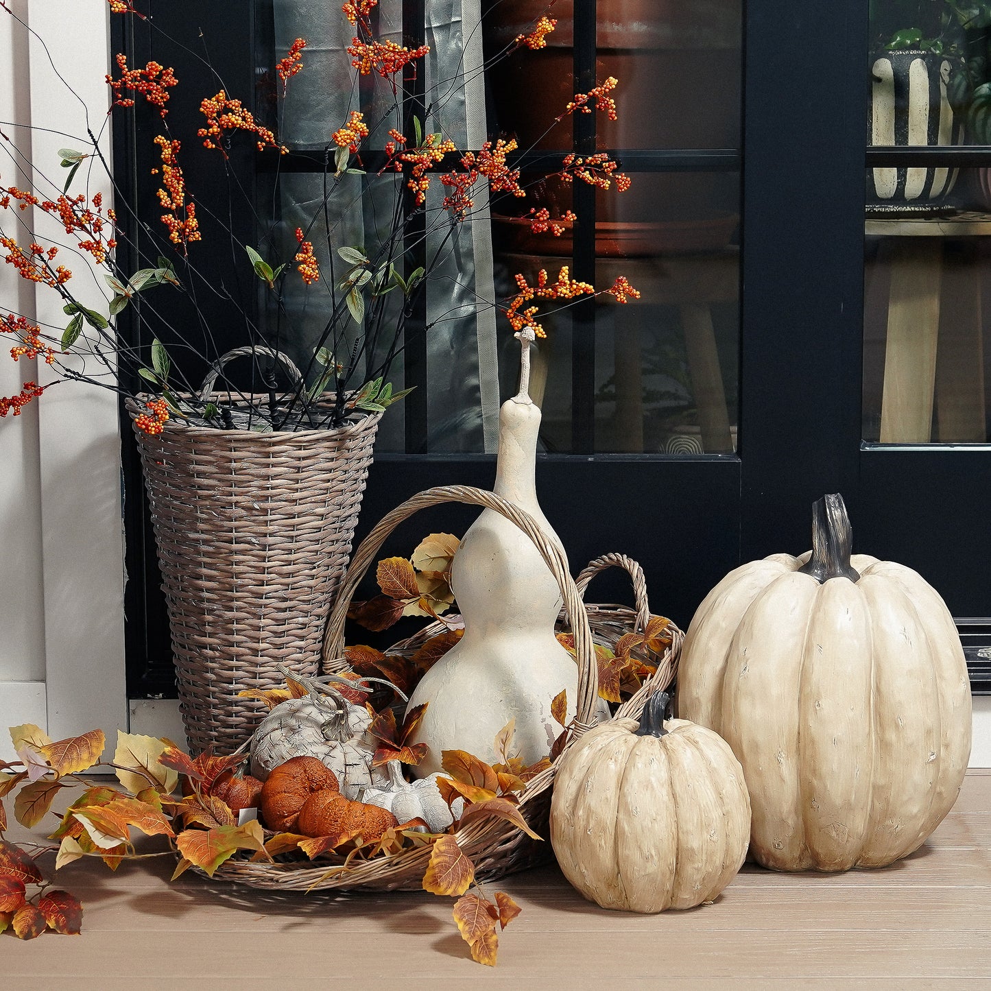 Wood Look Pumpkin | Whitewashed Resin Fall Decor