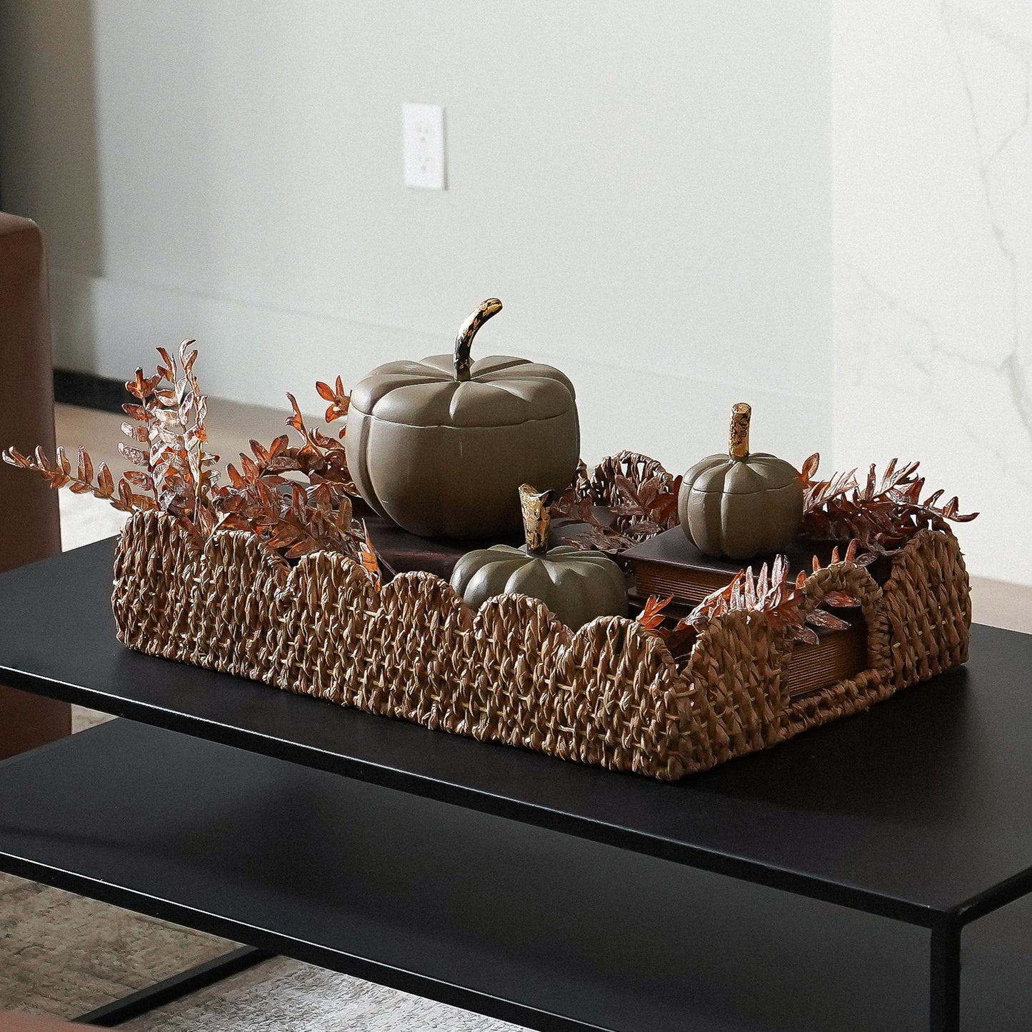 Gray Mango Wood Pumpkin Container | Large