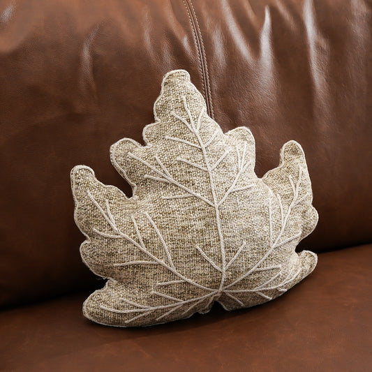 Cotton Tweed Leaf Pillow
