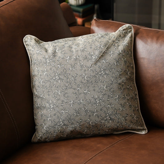 Hazel Floral Pillow | Gray & Taupe