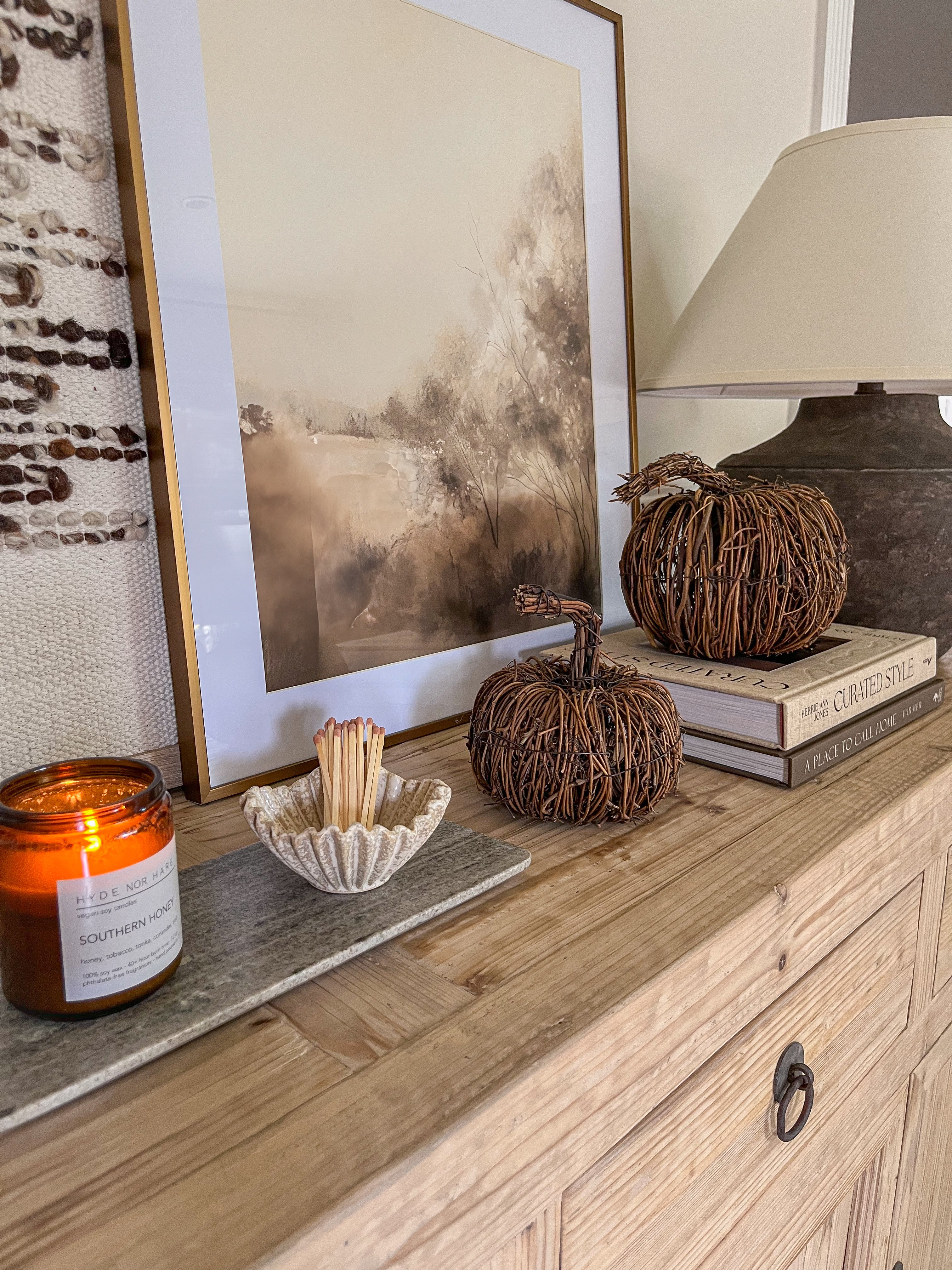 Rustic Twig Pumpkin Decor | Small