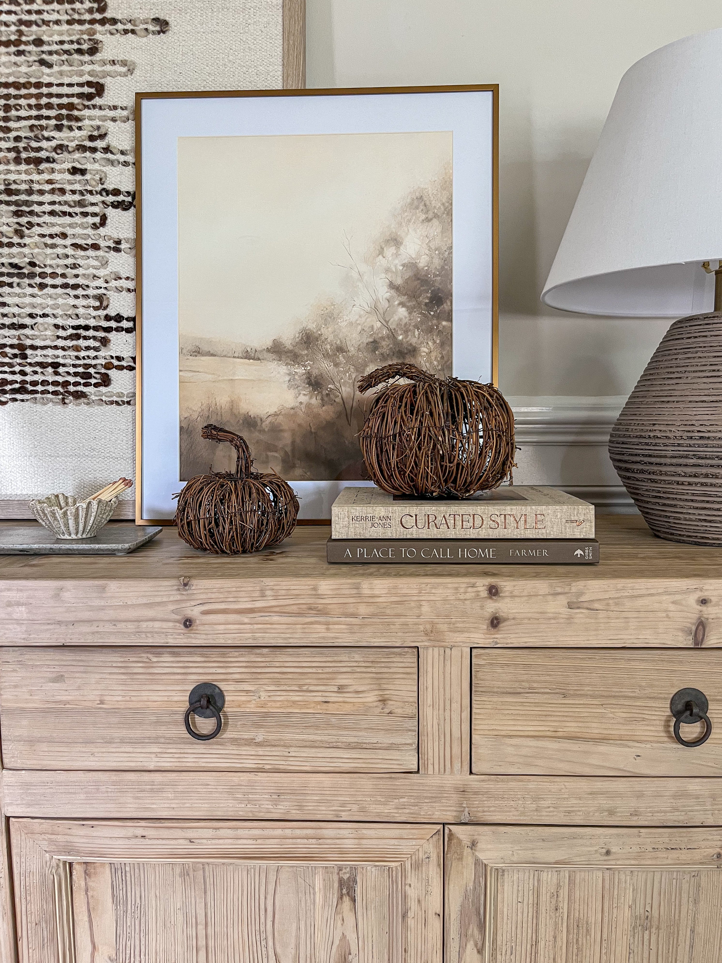 Rustic Twig Pumpkin Decor | Small