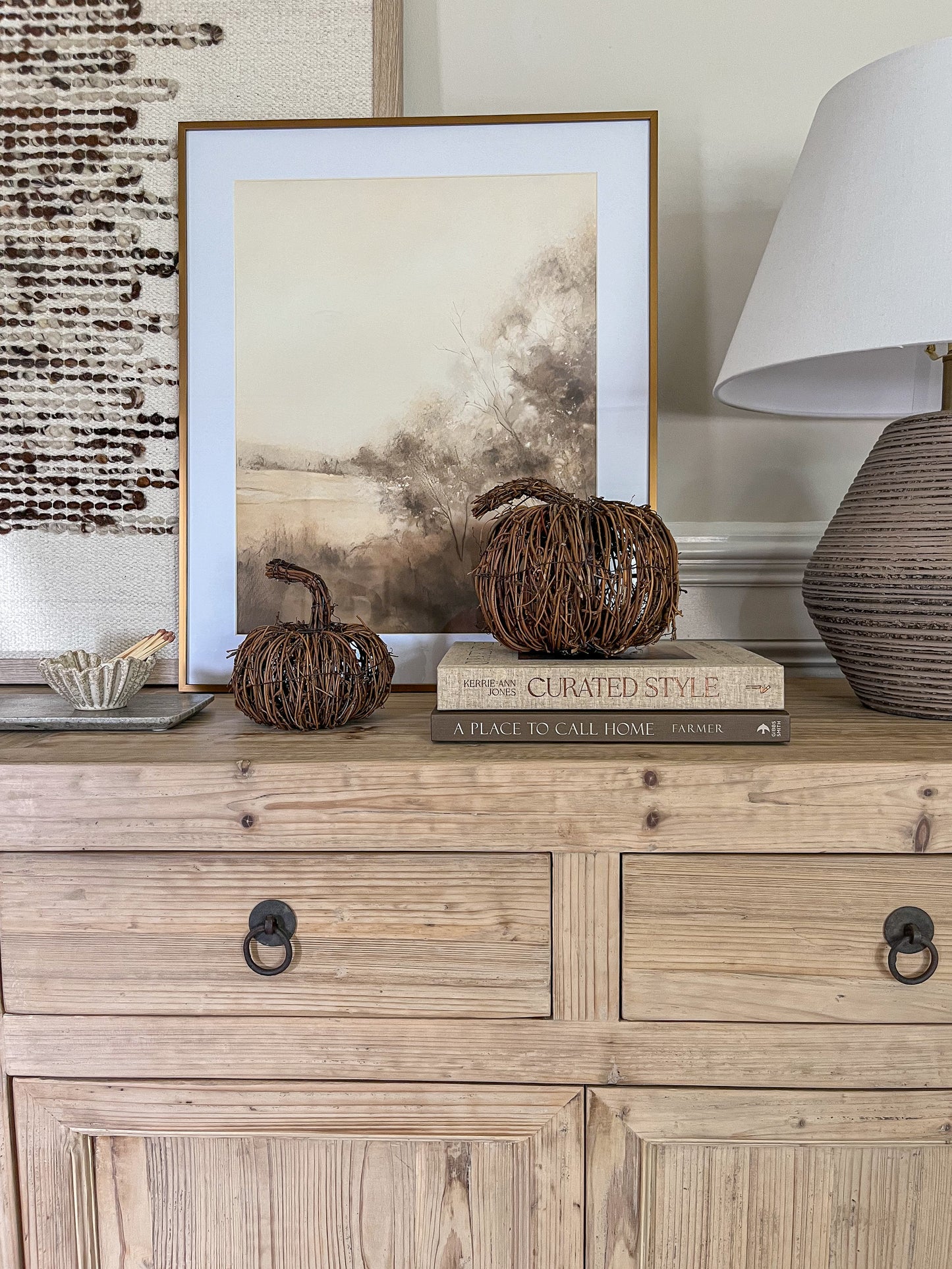 Rustic Twig Pumpkin Decor | Small