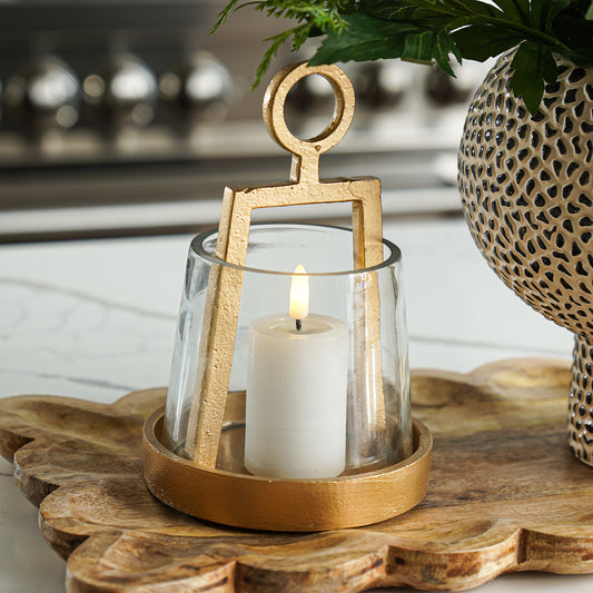 Mini Gold and Glass Candle Holder