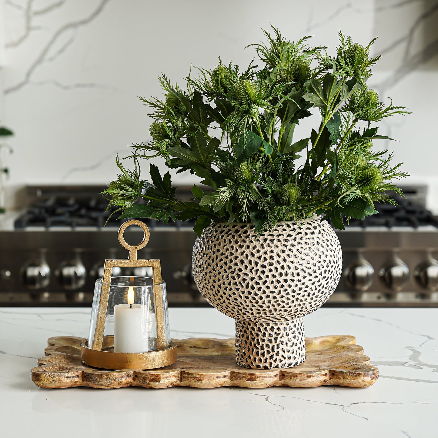 Careen Scalloped Wood Tray