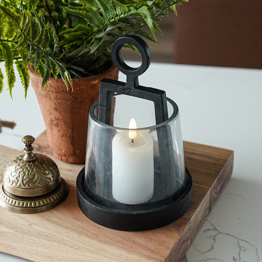 Black Mini Aluminum & Glass Lantern