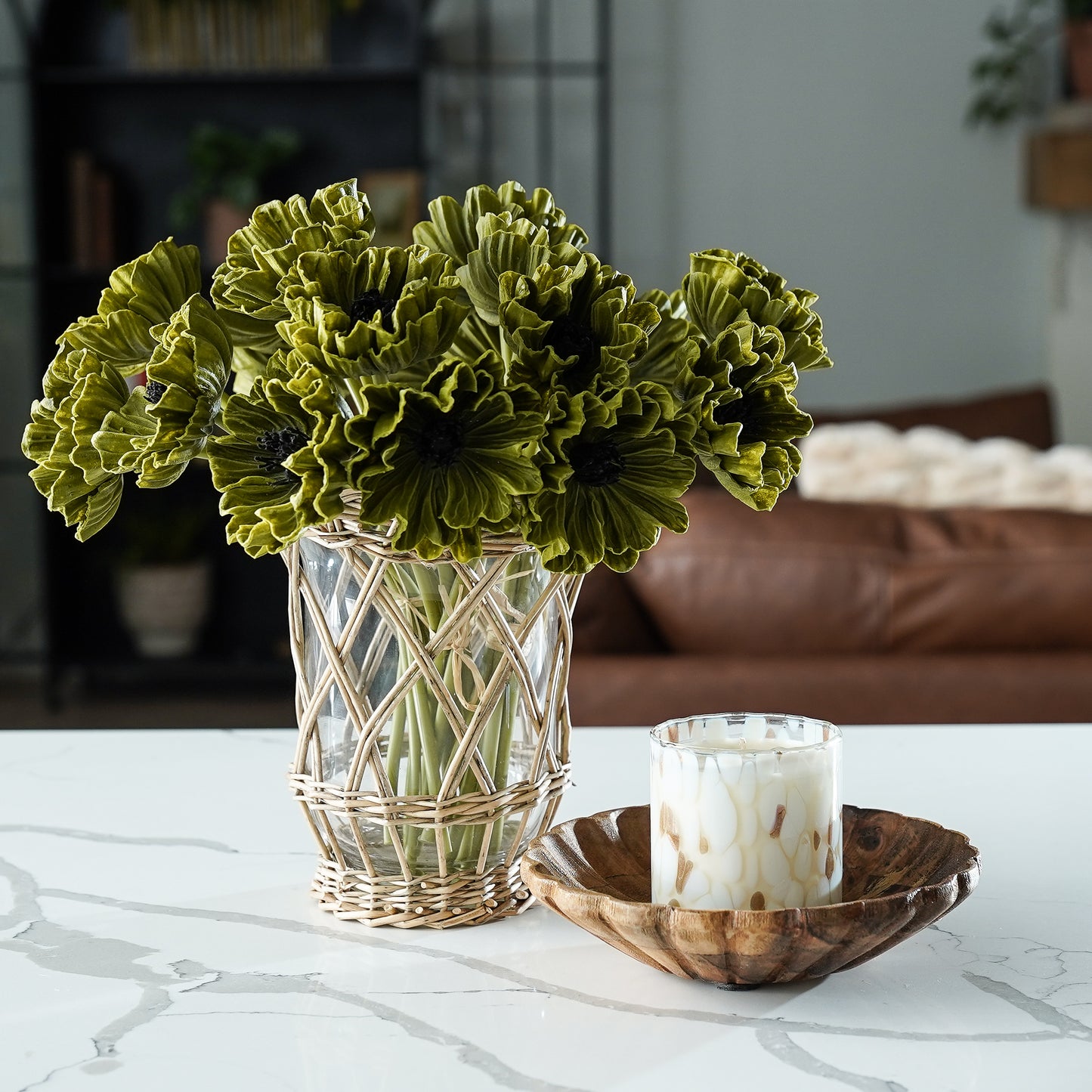 Real Touch Poppy Bunch | Autumn Green