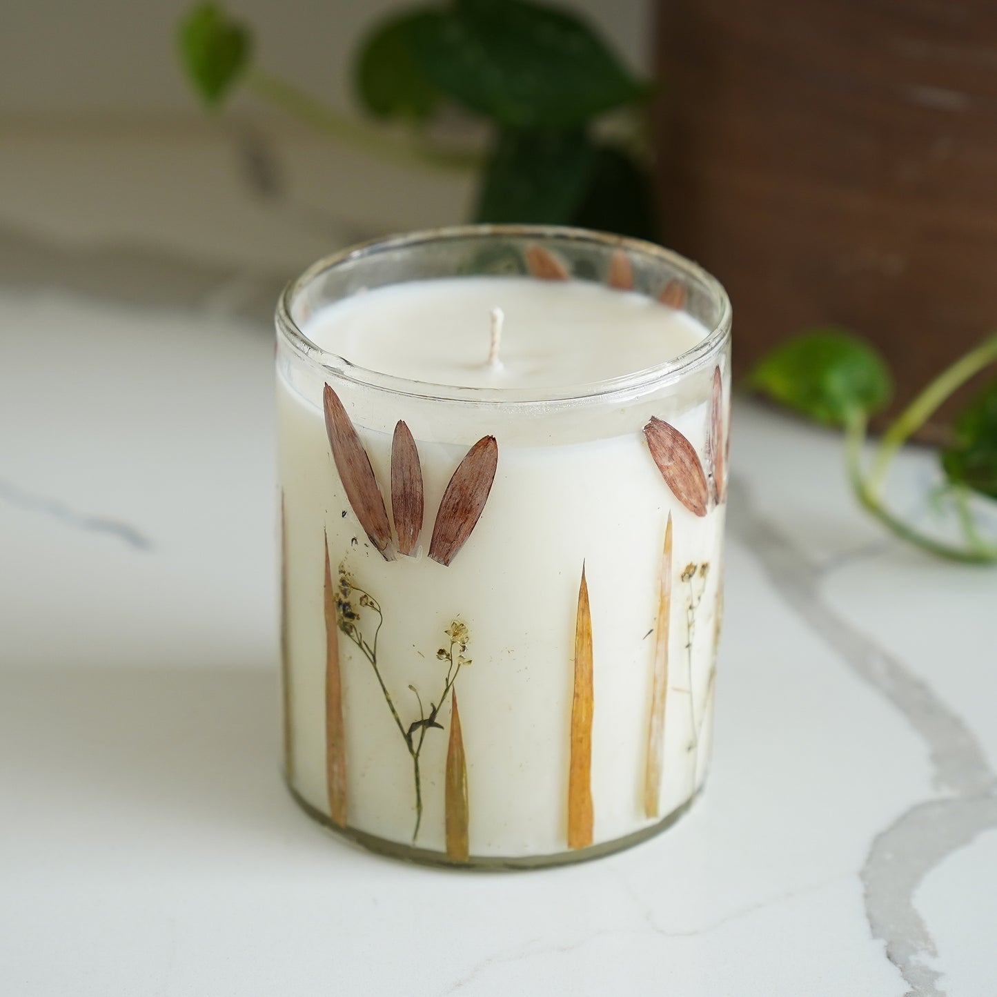 Pressed Flower Glass Jar Soy Candle | Napa Sunset