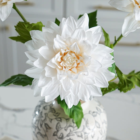 Real Touch Dahlia Stem | White