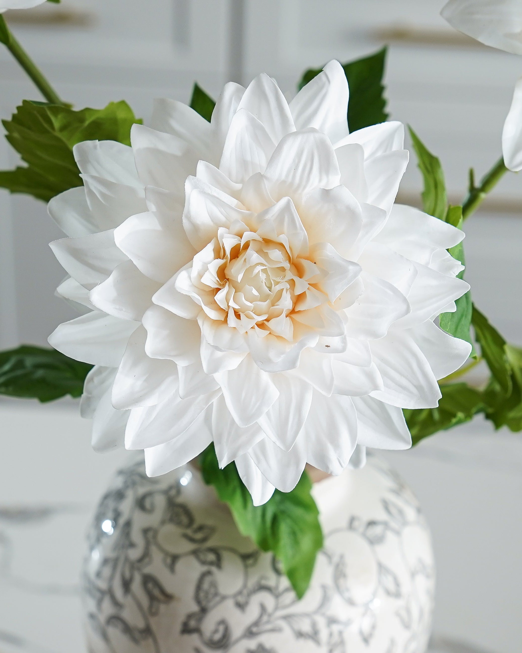Real Touch Dahlia Stem | White