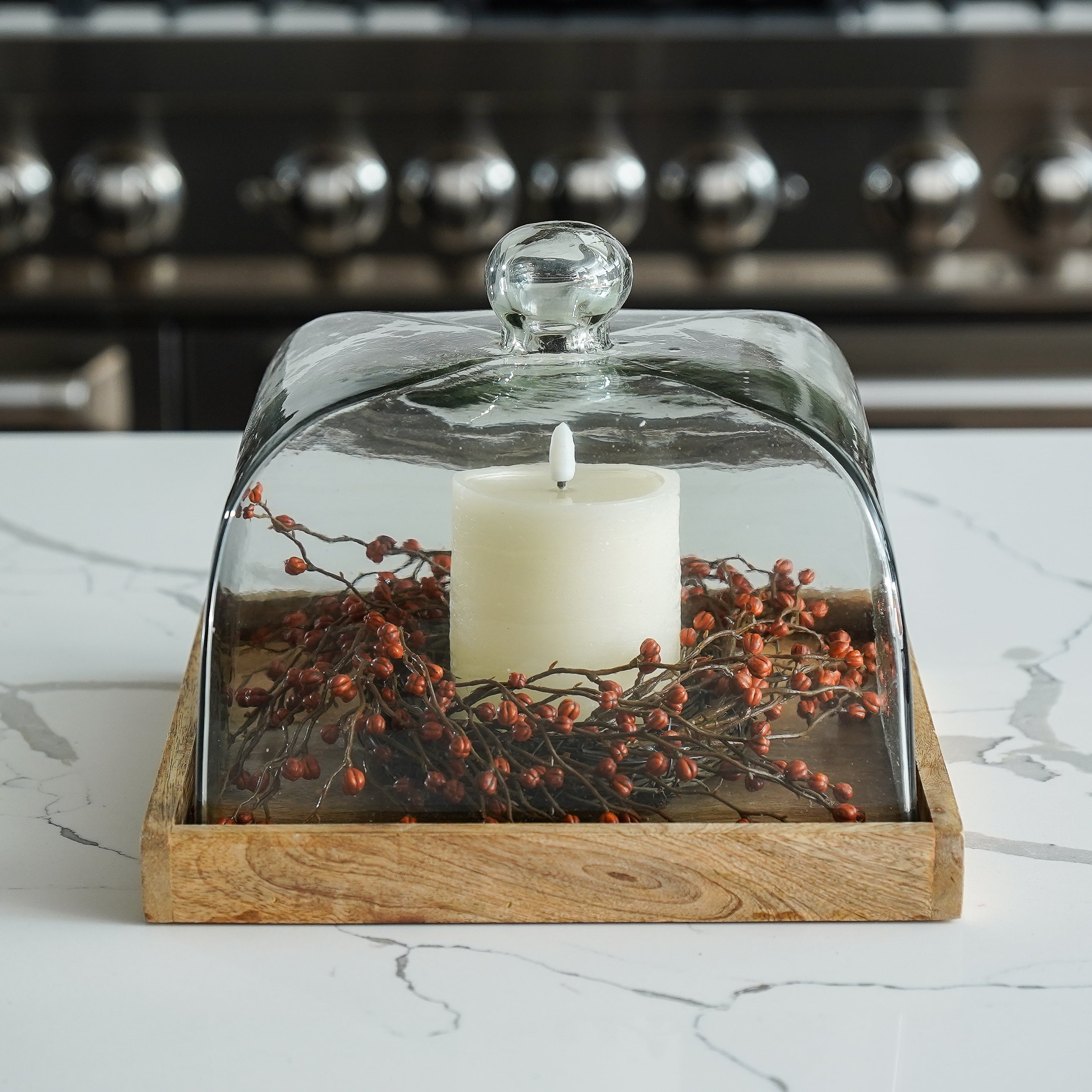 Square Wood and Glass Cake Cover
