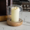 Glass Candle Holder with Wood Base