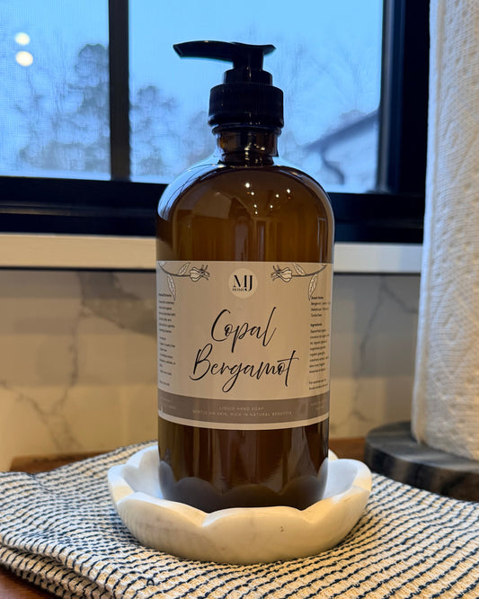 PRE ORDER Copal Bergamot Liquid Hand Soap | Amber Glass Bottle