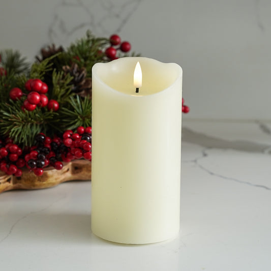 Flameless Melted Ivory Pillar Candle