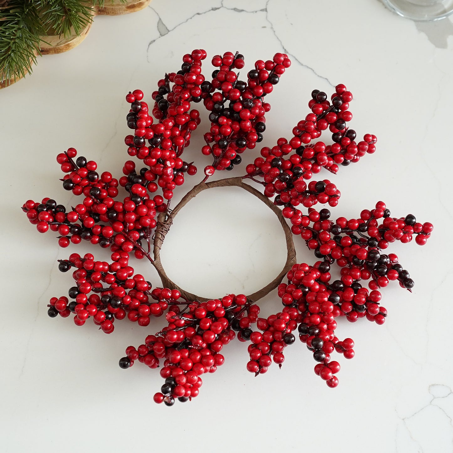 Red & Burgundy Holiday Candle Ring