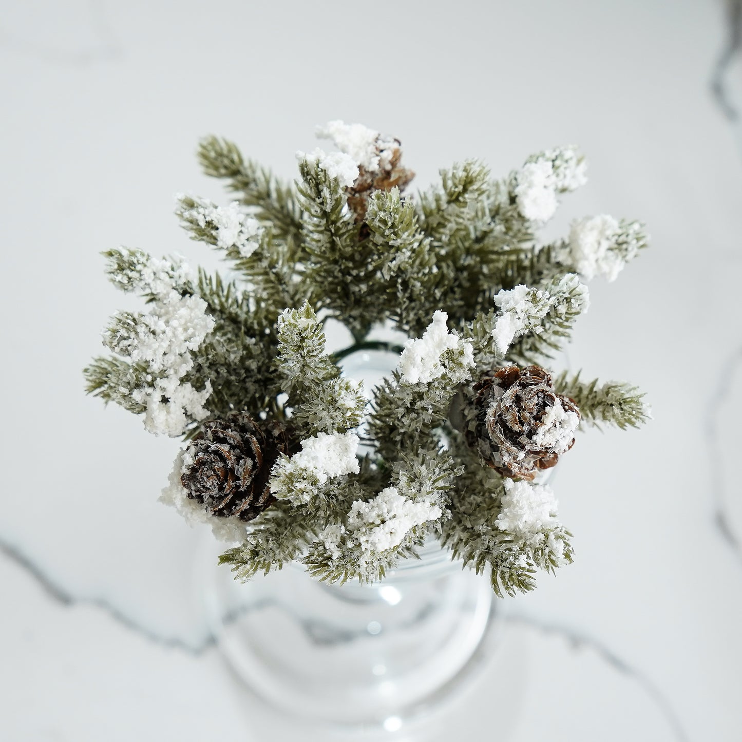 Snowy Mini Pinecone Candle Ring | Taper Candle Accessory