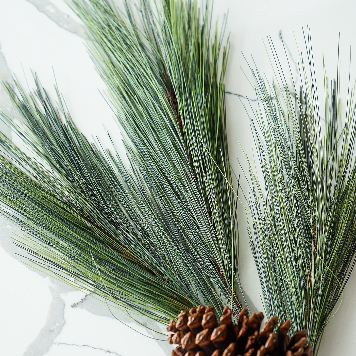 Faux Winter Greenery with Pinecones