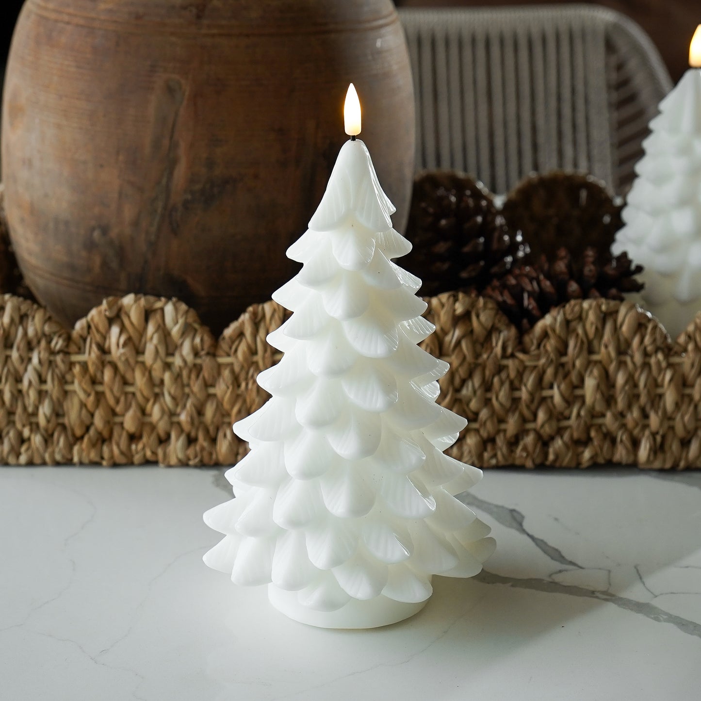 White Flameless Holiday Tree Candles
