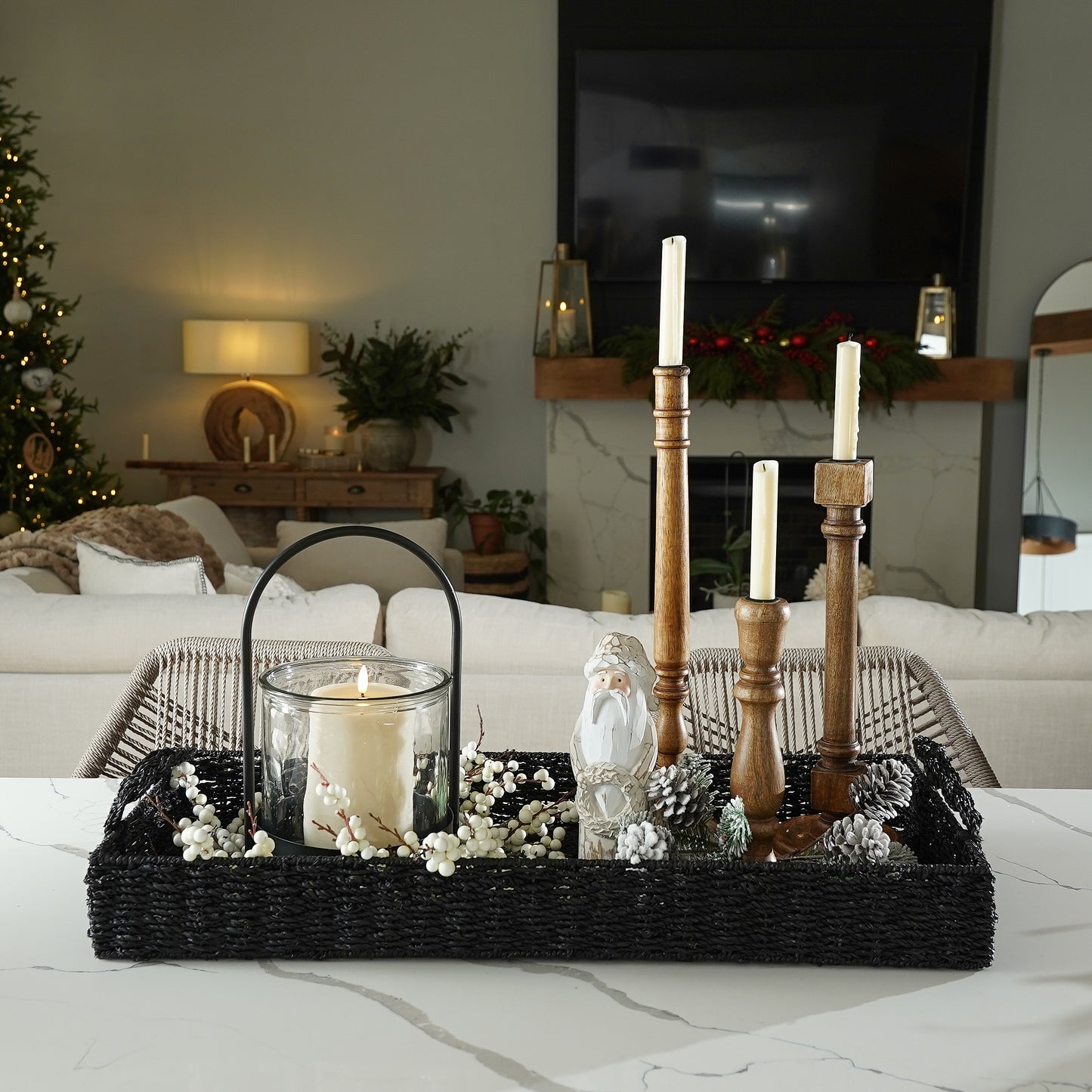White Berry Candle Ring/Wreath | Winter Holiday Decor