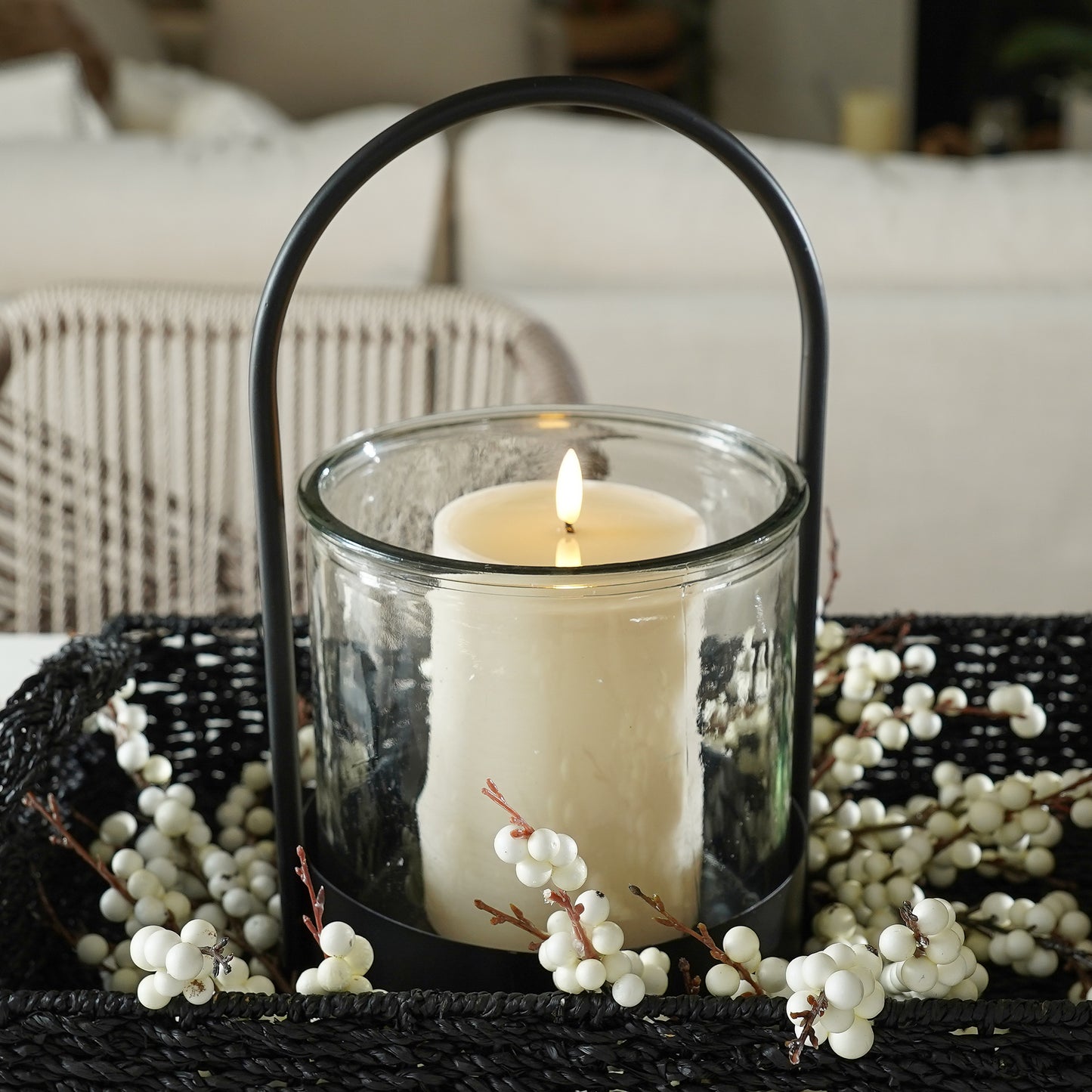 White Berry Candle Ring/Wreath | Winter Holiday Decor