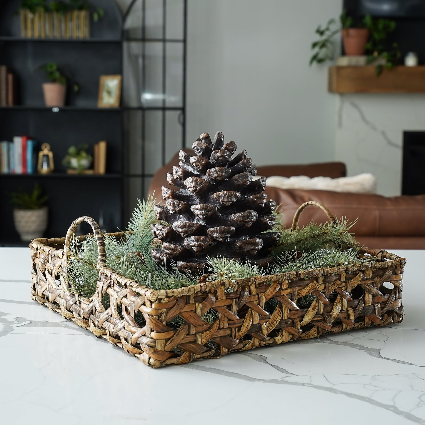 Ellie Pine Candle Ring | Faux Pine and Pinecone Candle Wreath