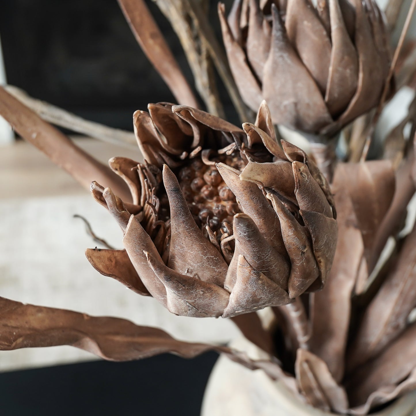 Faux Flower Pick | Brown Muted Neutral Stem