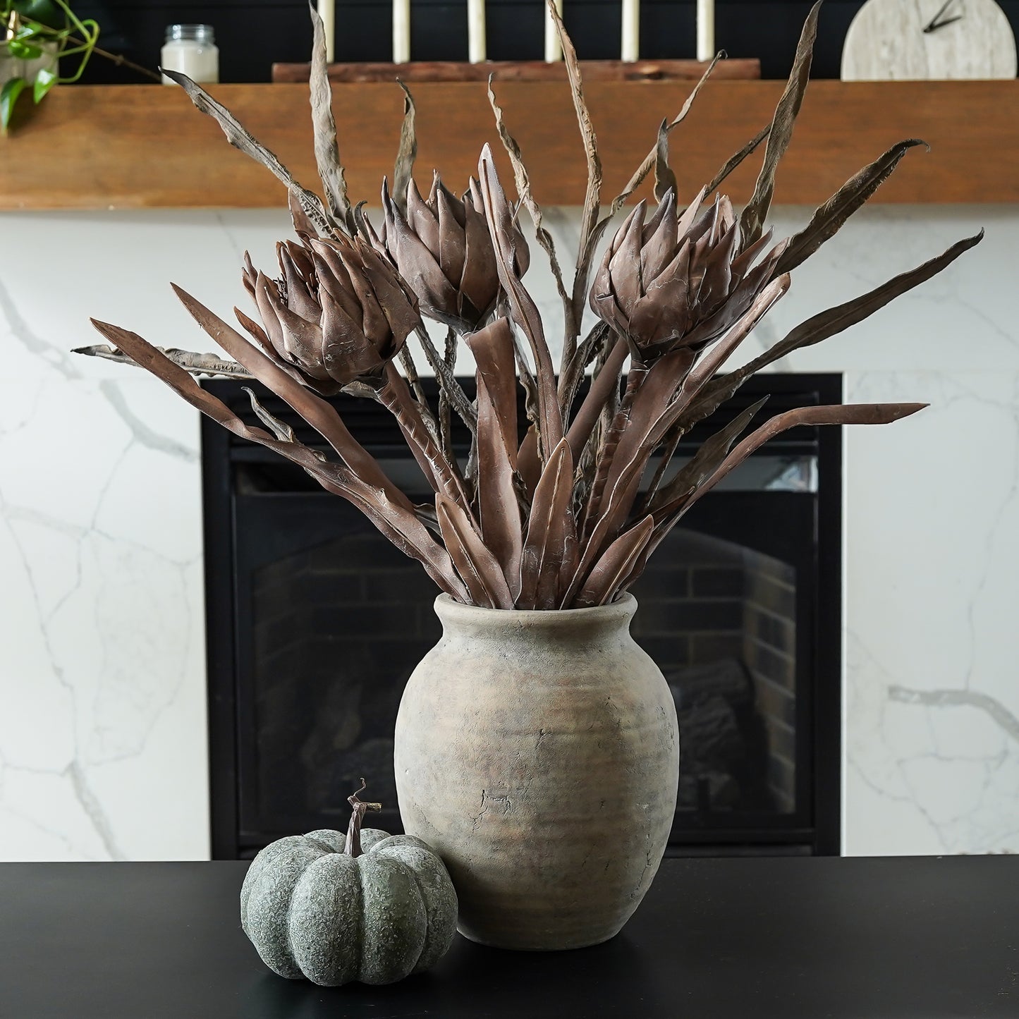 Faux Flower Pick | Brown Muted Neutral Stem