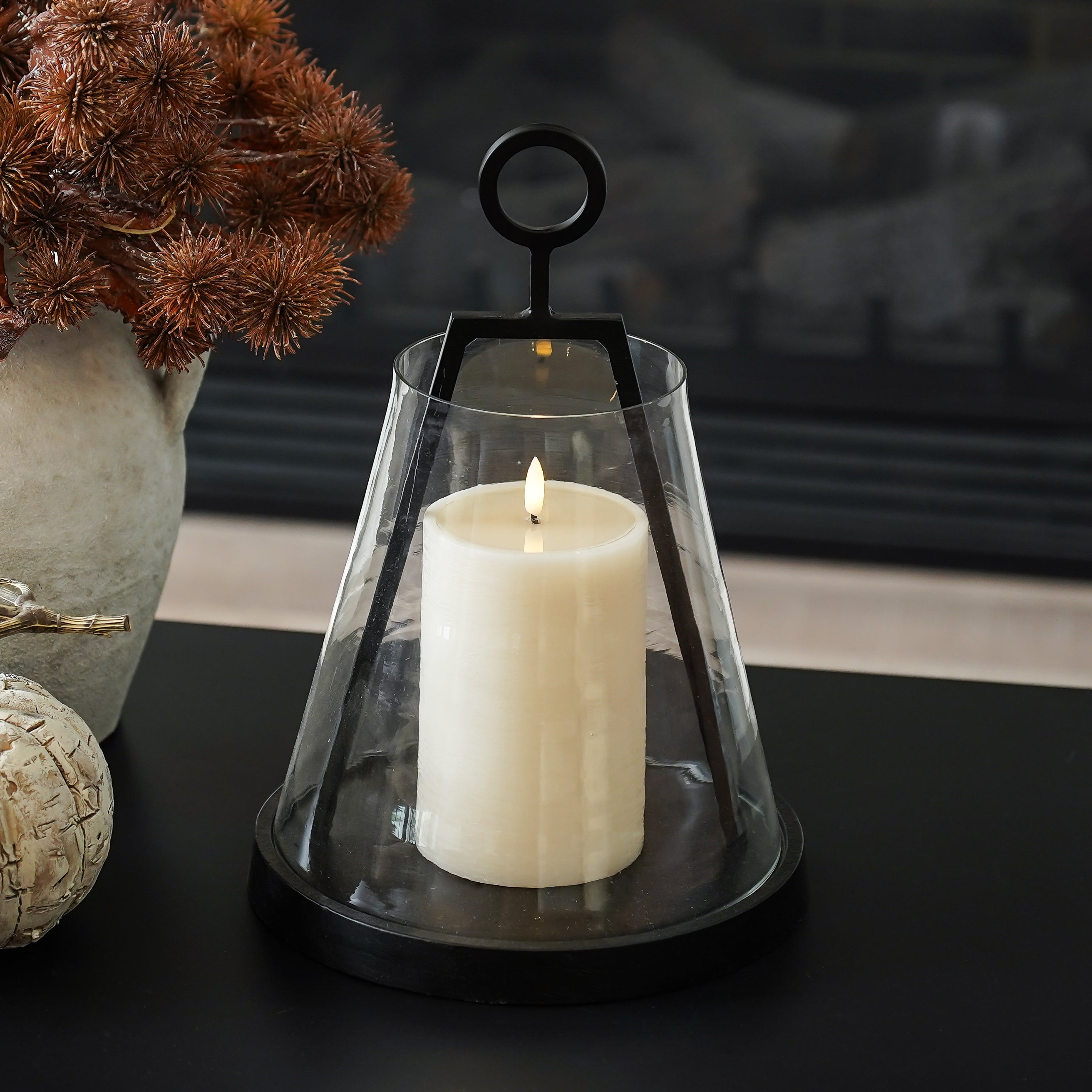 Textured Ivory Melting Effect Flameless Candle