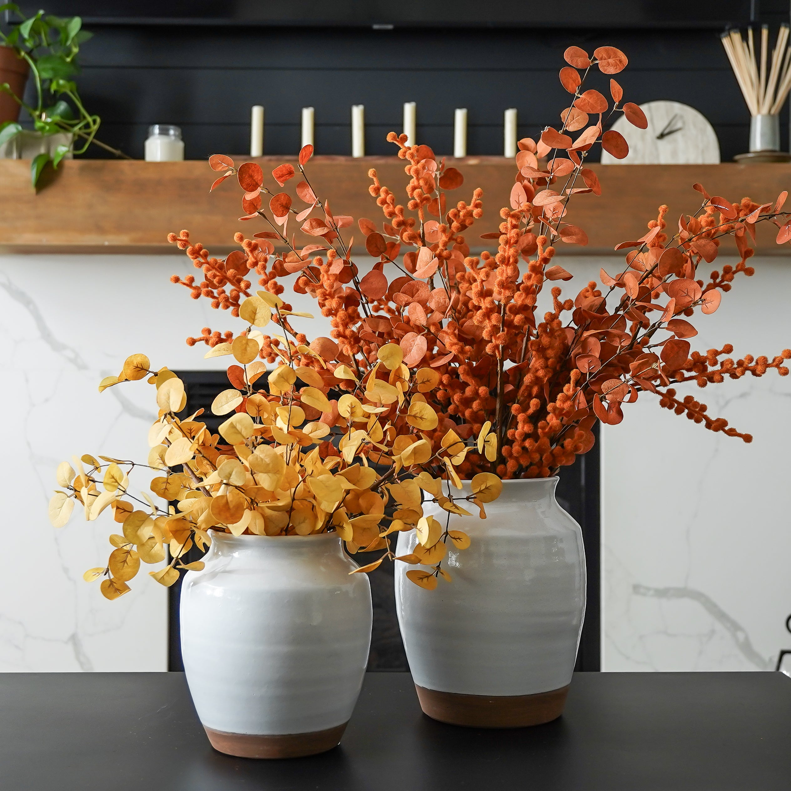 Orange Flocked Berry Stem