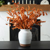 Orange Flocked Berry Stem | Faux Fall Branch