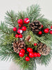 Faux Holiday Candle Ring with Pinecones & Red Berries | Scratch & Dent