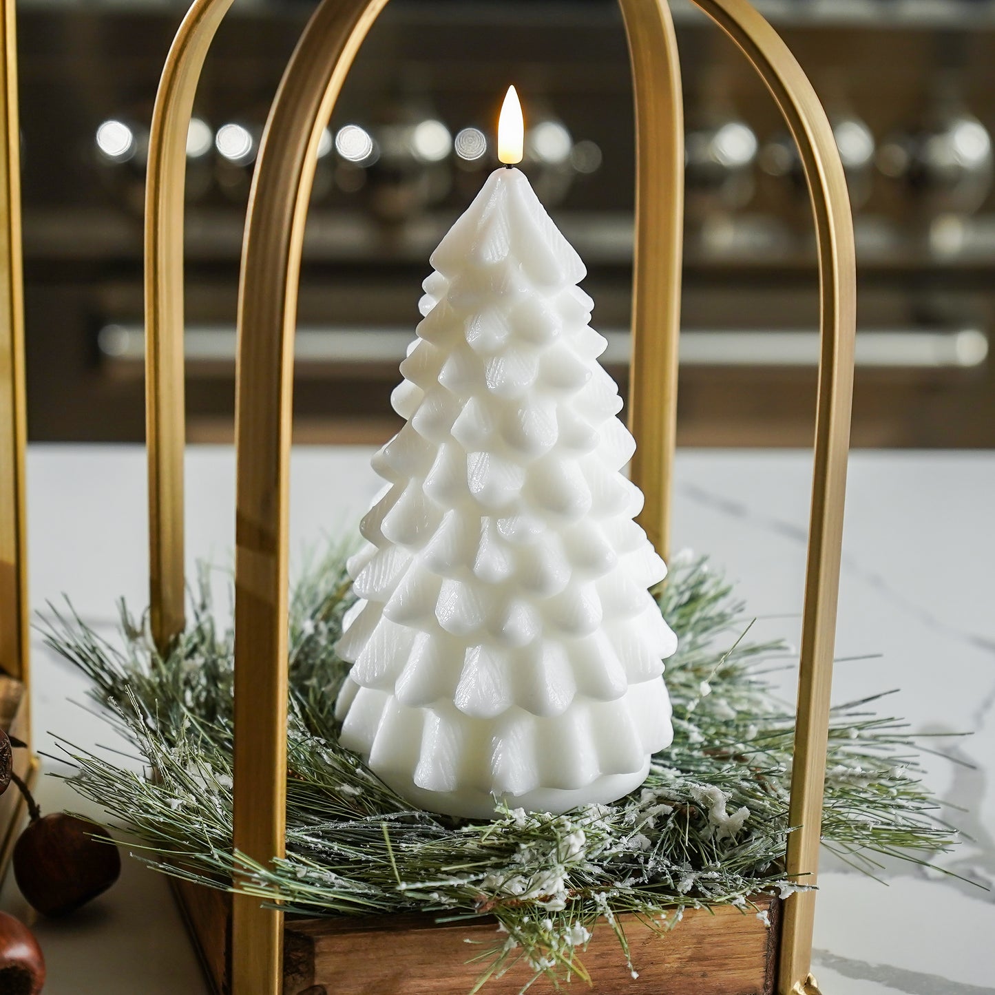 White Flameless Holiday Tree Candles