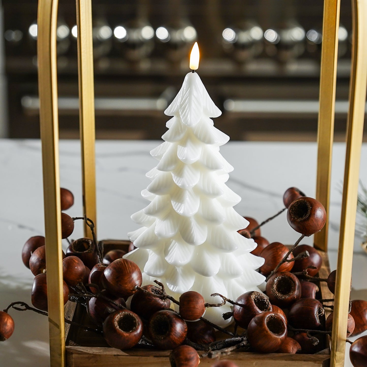 White Flameless Holiday Tree Candles
