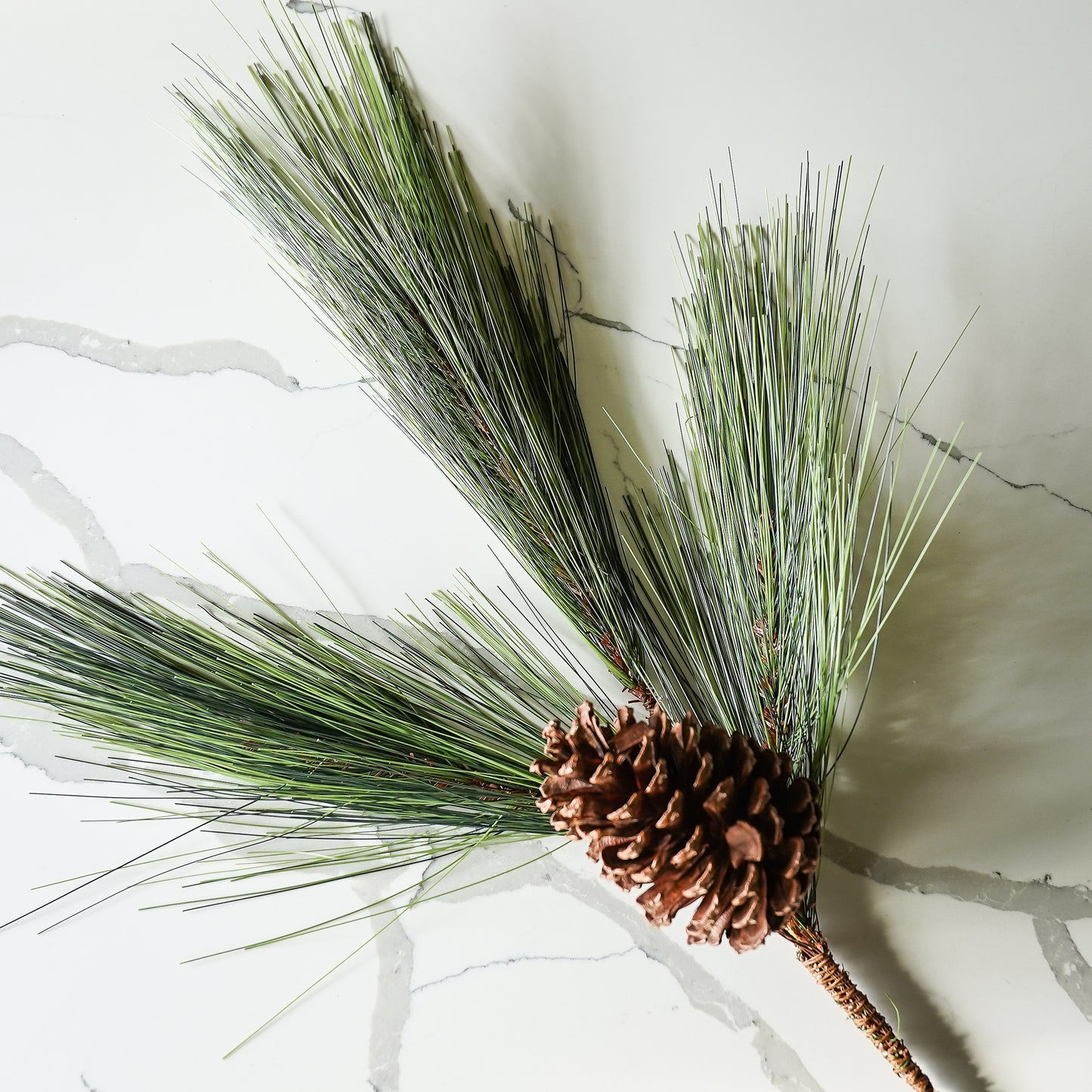 Faux Winter Greenery with Pinecones