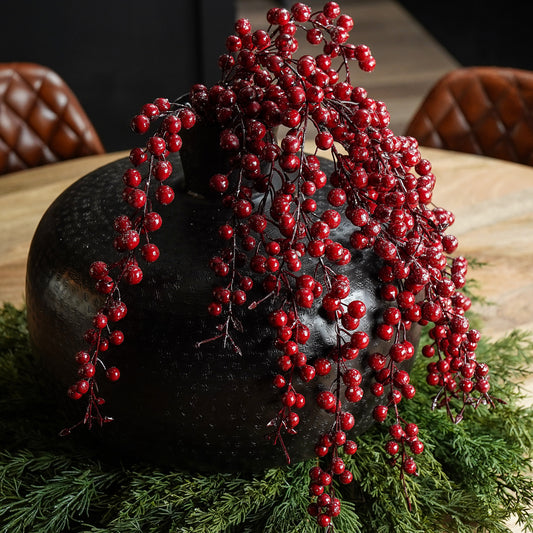Weatherproof Icy Red Berry Hanging Stem