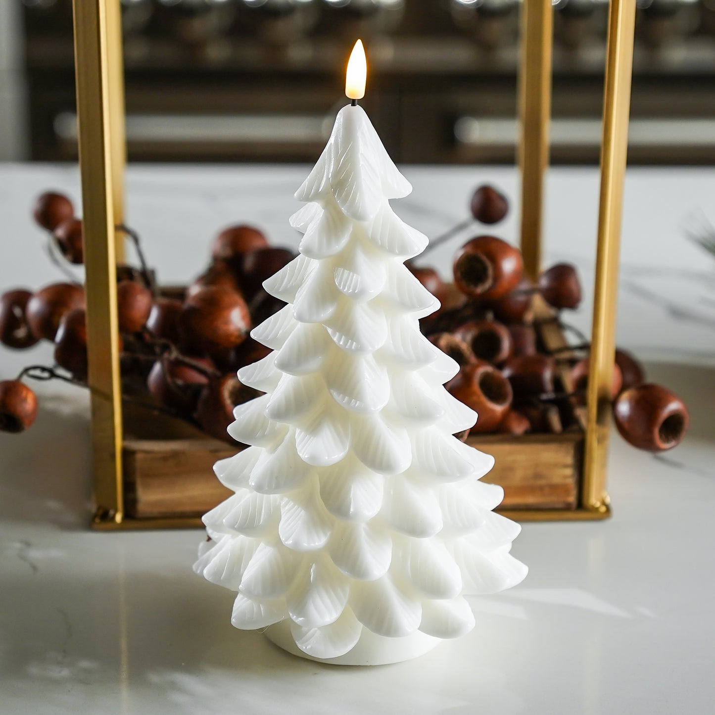 White Flameless Holiday Tree Candles