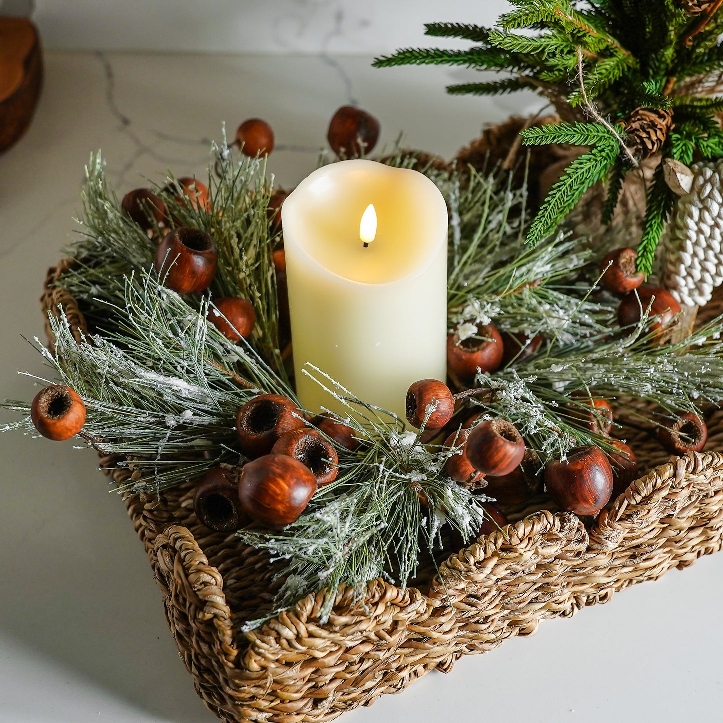 Flameless Melted Ivory Pillar Candle