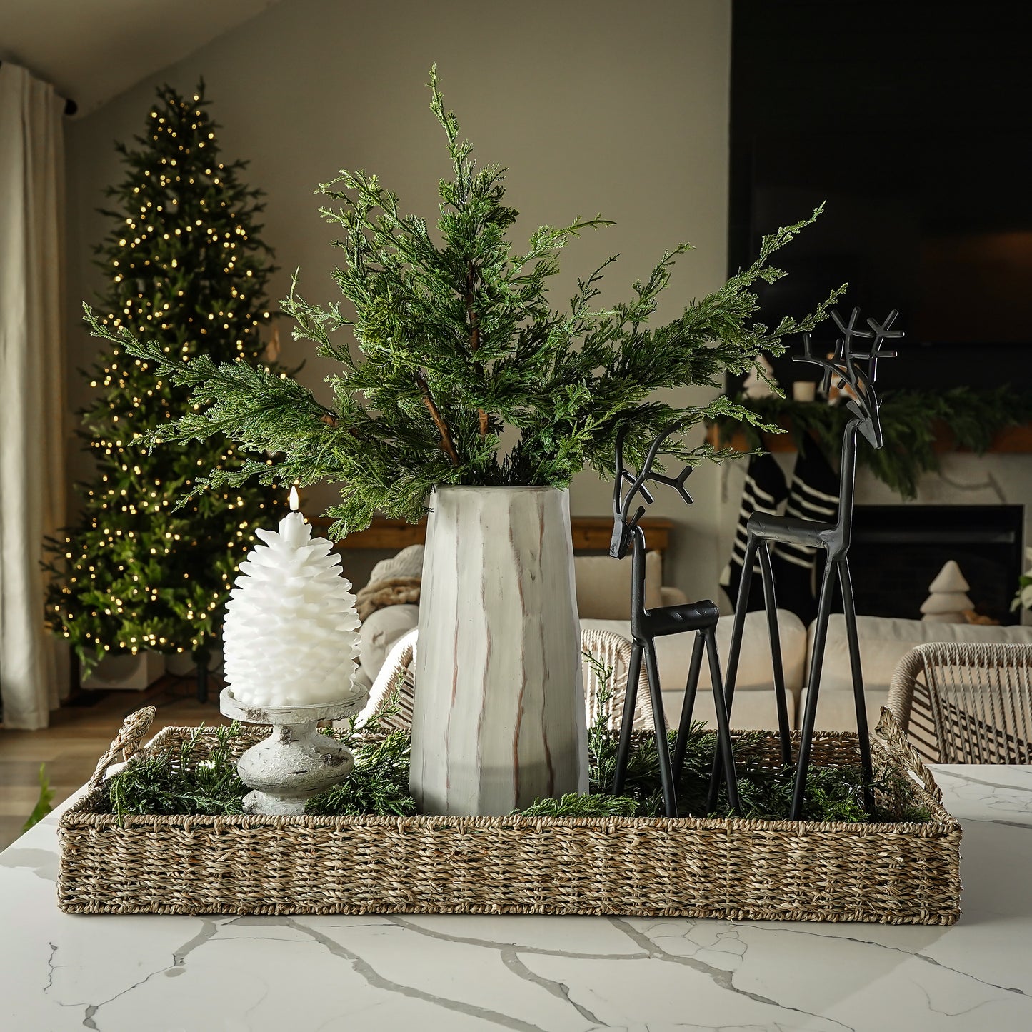 Flameless White Pinecone Candle | LED Built-in Timer