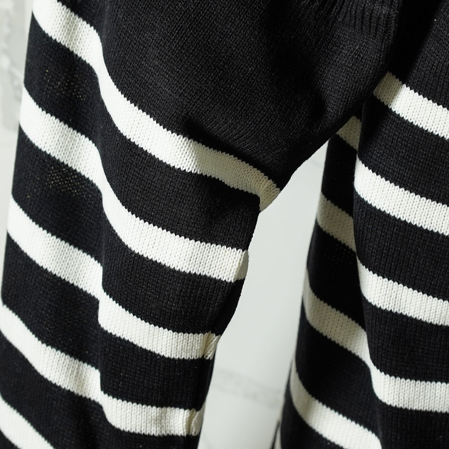 Jumbo Knit Black and White Stripe Stocking