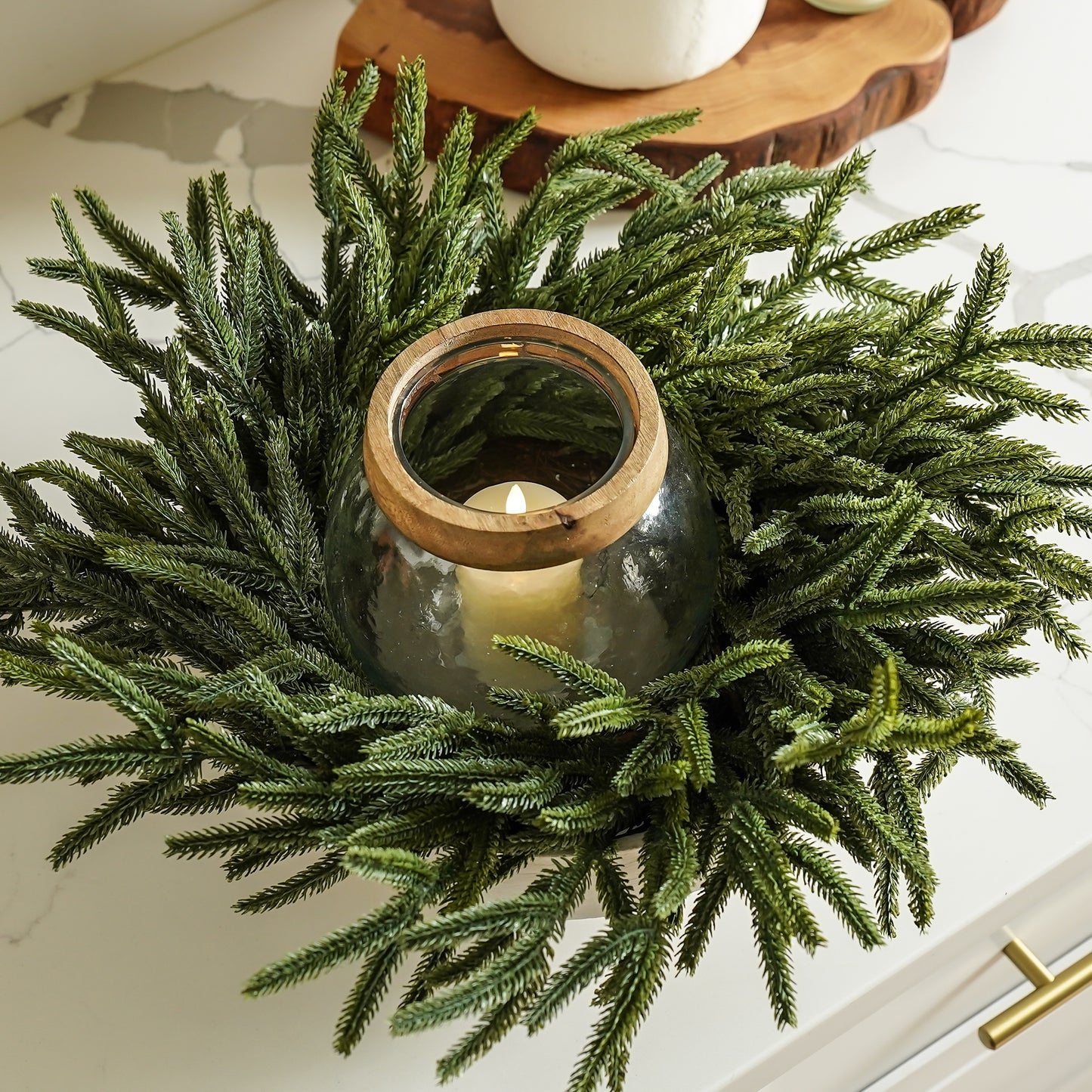 Real Touch Blissful Norfolk Pine Wreath | Small