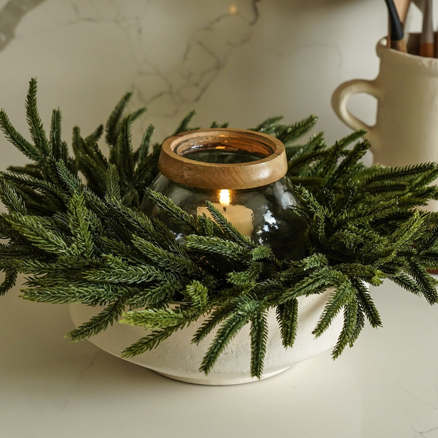 Real Touch Blissful Norfolk Pine Wreath | Small