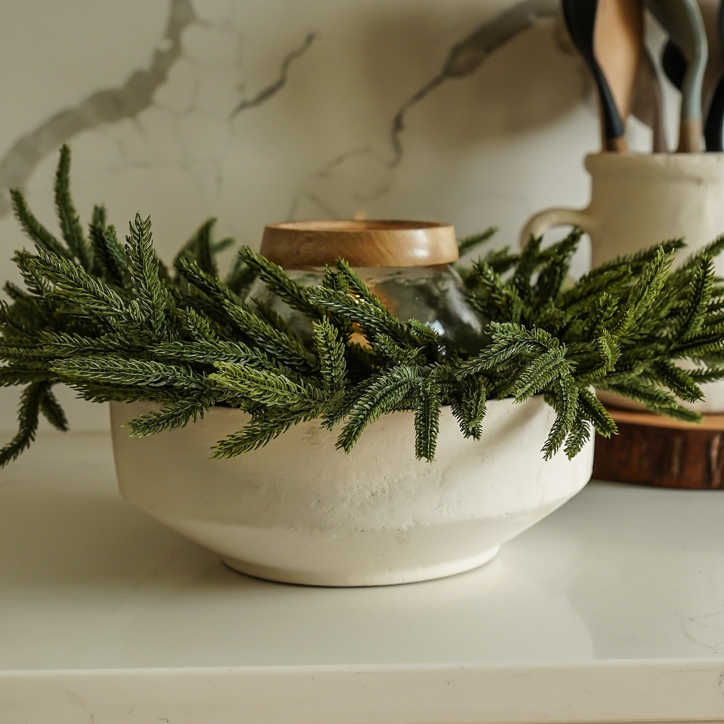 Real Touch Blissful Norfolk Pine Wreath | Small