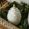 Flameless White Pinecone Candle | LED Built-in Timer
