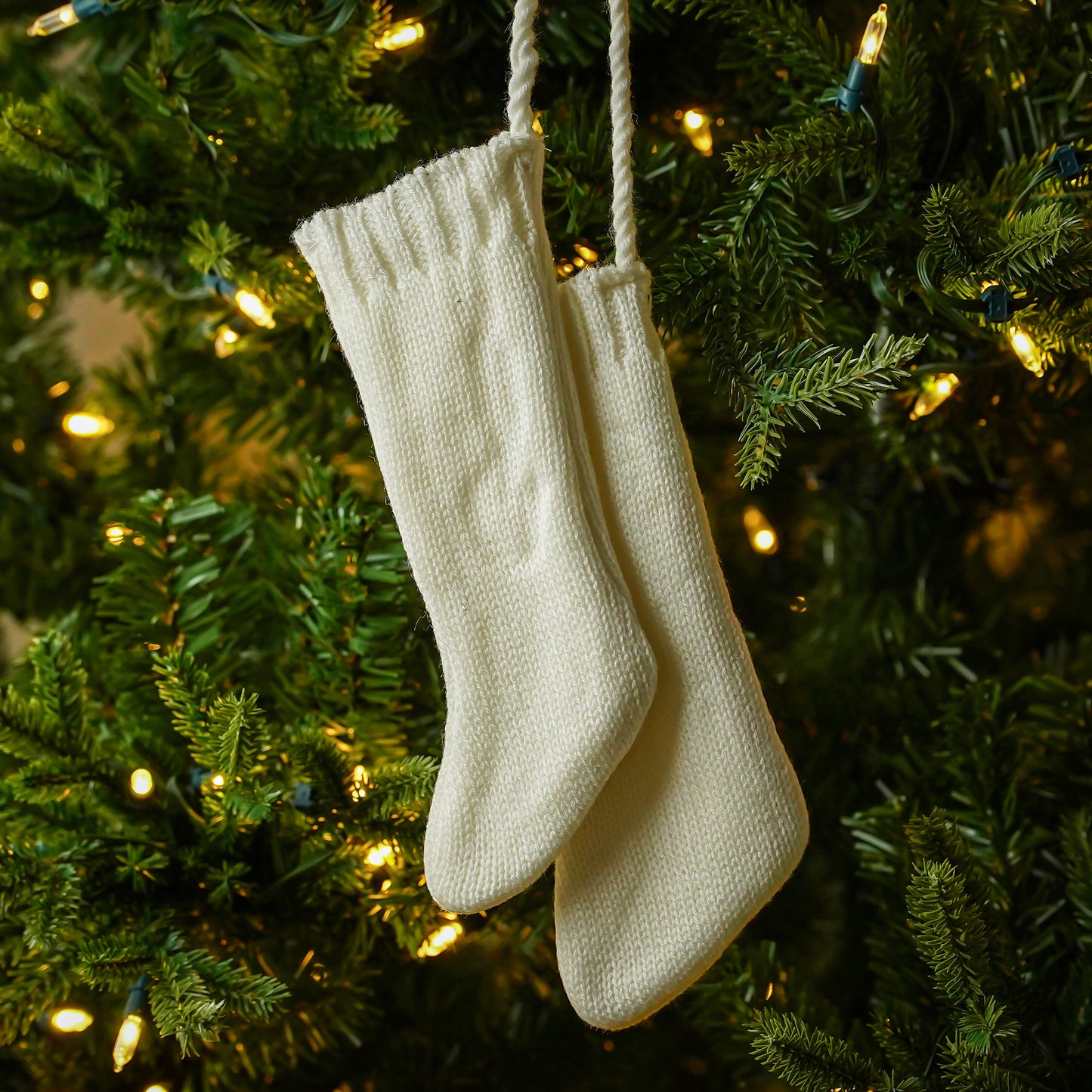 Mini Knit White Stocking Ornament