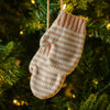 Pink and White Knit Mitten Holiday Ornament