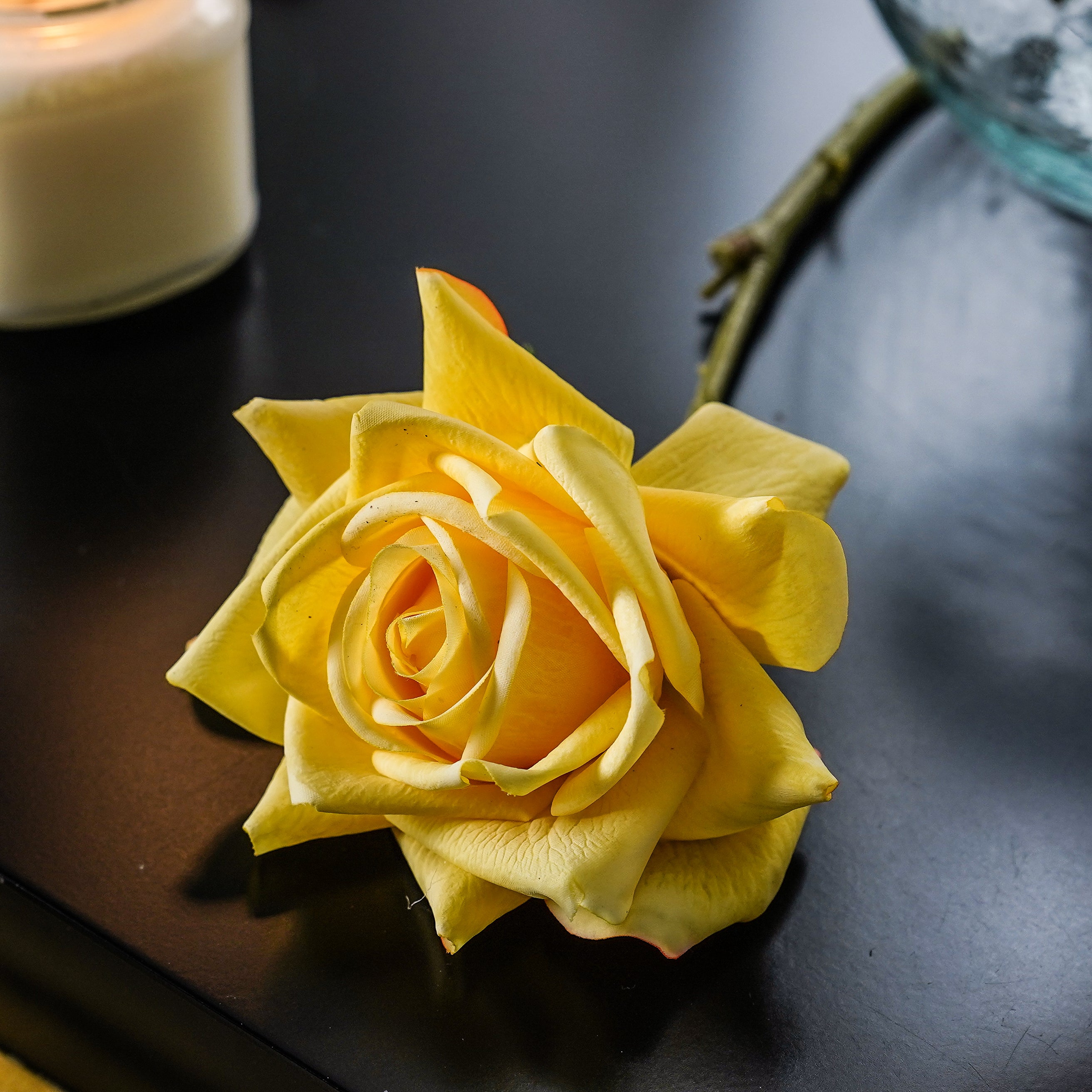 DROOPY Real Touch Duchess Rose Stem | Yellow